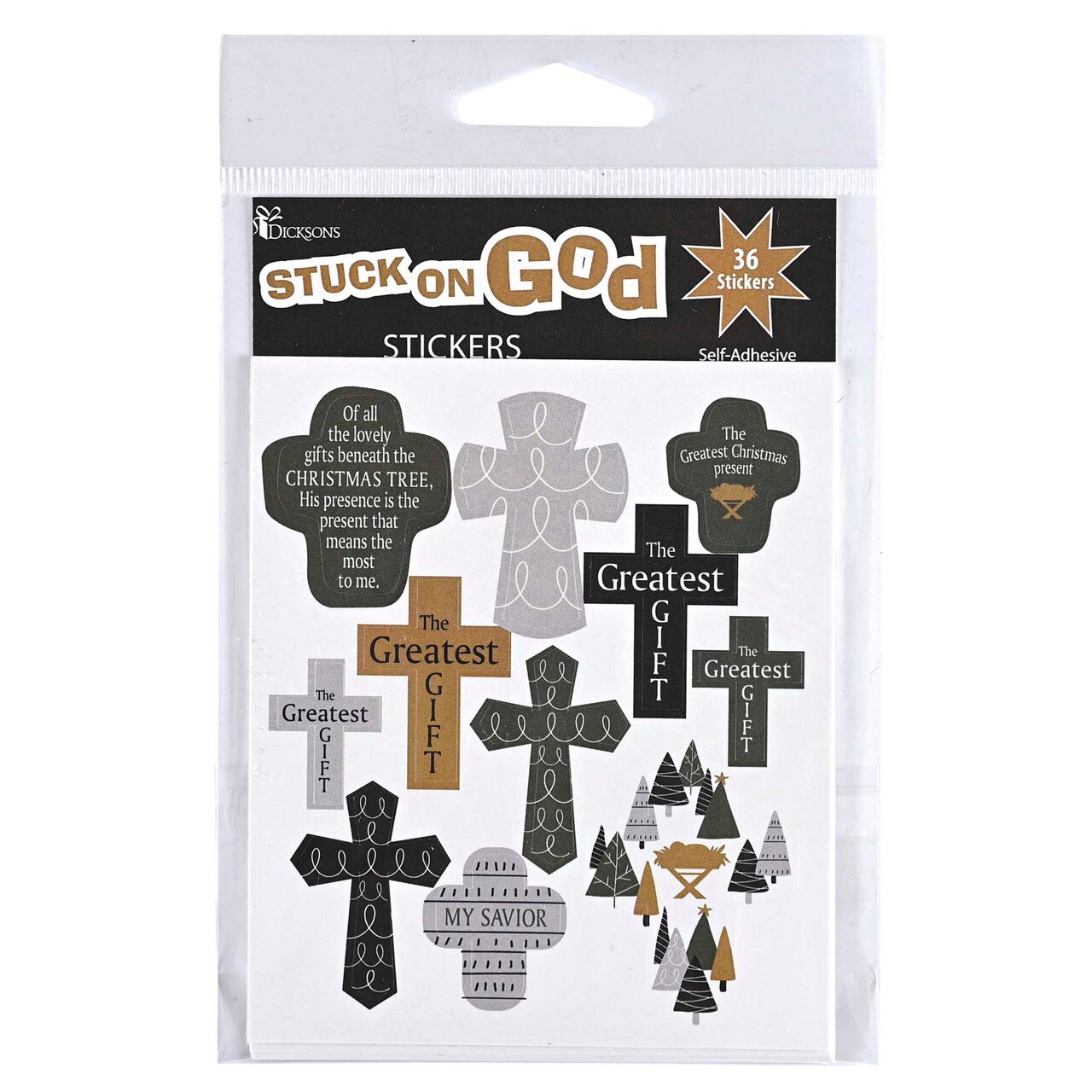 Edge Collection - 4" x 6.5" - Multicolor - Cross-Shaped Jesus Gift Stickers - 44 Pieces